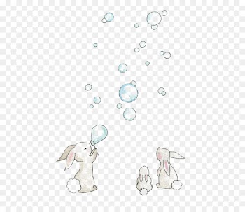 European rabbit Drawing Watercolor painting Illustration - blowing bubbles 