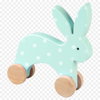 European rabbit Toy Blue - Blue wooden toy rabbit 