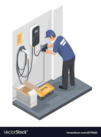ev car charger home installation concept