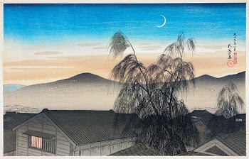 Evening Moon over Kōbe (1920) print in high… | Free public domain illustration