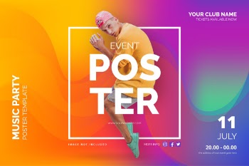 Event poster template with abstract shapes Free Vector