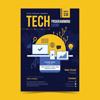 Event programming poster template Free Vector