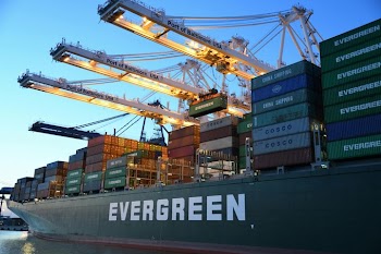 Evergreen Cargo Ship at Port