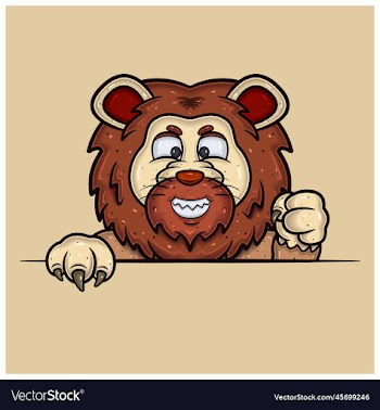 evil face expression with lion cartoon