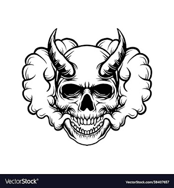 evil skull with smoke