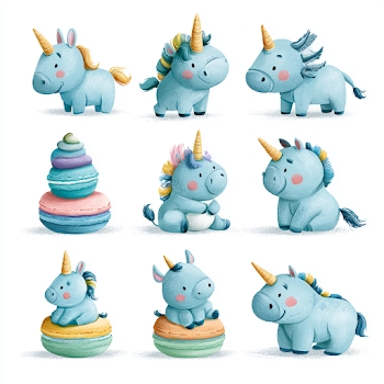 Exaggerated Blue Unicorn Illustrations