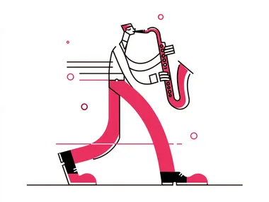 Exaggerated Minimalist Saxophonist Illustration Exaggerated Minimalist Saxophonist Illustration