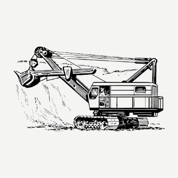 Excavator drawing, construction machine vintage | Free PSD - rawpixel