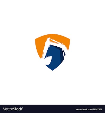excavator shield logo symbol template