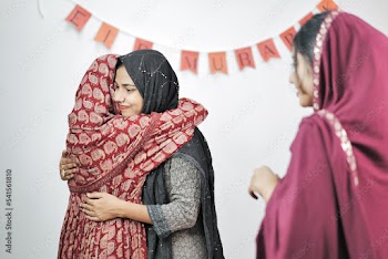 Excited Indian Muslim Family Visiting Relatives during Eid Mubarak at Home