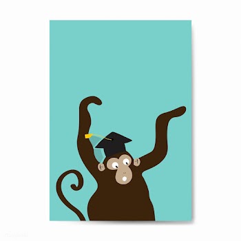 Excited monkey wearing a graduation hat carto.. | Free stock vector - 477011