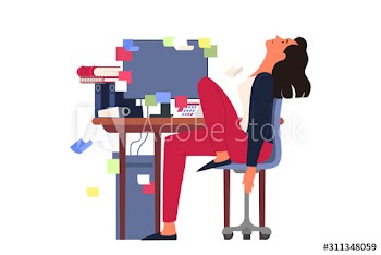 Exhausted businesswoman sitting in the office