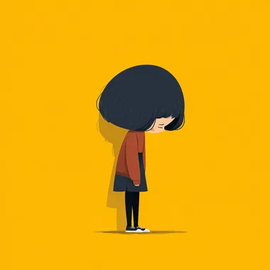 Exhausted Girl in Minimalist Style Exhausted Girl in Minimalist Style