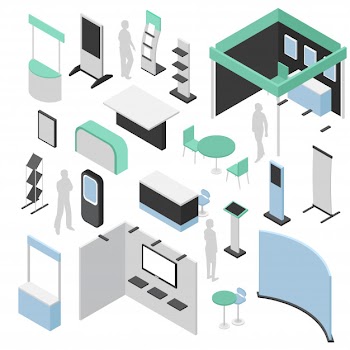 Exhibit booth constructor set Free Vector