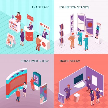 Exhibition stands 2x2 Free Vector