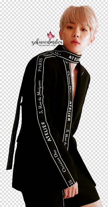 EXO Baekhyun Lined, man wearing black costume transparent background PNG clipart