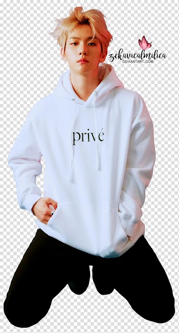 EXO Baekhyun Lined, man wearing white pullover hoodie transparent background PNG clipart