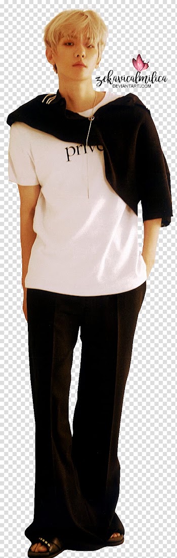 EXO Baekhyun Lined, white crew-neck top transparent background PNG clipart