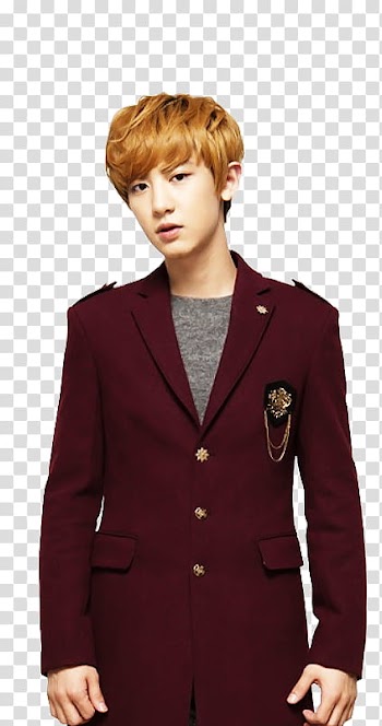 EXO Beagle Line, male artist wearing red blazer transparent background PNG clipart