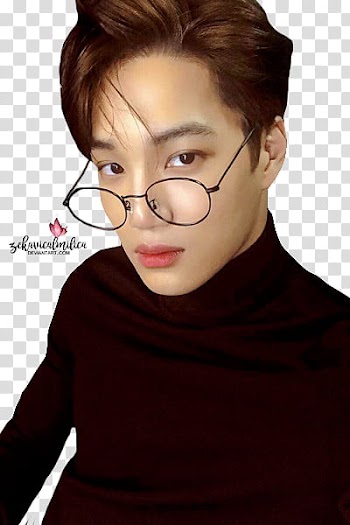 EXO Kai ELLE, man wearing black framed eyeglasses close-up transparent background PNG clipart