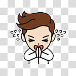 EXO LINE, brown haired boy crying illustration transparent background PNG clipart
