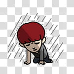 EXO LINE, red haired boy cartoon character transparent background PNG clipart