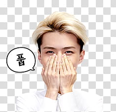 EXO Line Sticker, man covering mouth transparent background PNG clipart