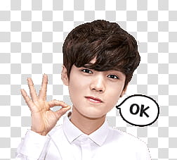 EXO Line Sticker, man showing hand sign transparent background PNG clipart