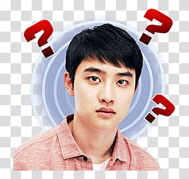 EXO LINE STICKERS, Exo D O with question mark stickers on top transparent background PNG clipart