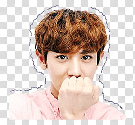 EXO LINE STICKERS, man raising his left hand transparent background PNG clipart