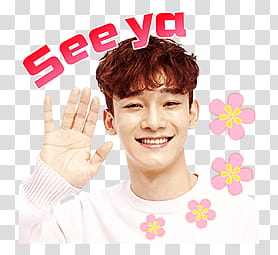 EXO LINE STICKERS, man raising his right hand transparent background PNG clipart