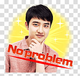 EXO LINE STICKERS, man taking selfie with text overlay transparent background PNG clipart