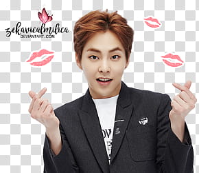 EXO LINE Stickers, man wearing black notched lapel blazer transparent background PNG clipart