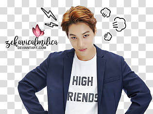 EXO LINE Stickers, man wearing blue blazer transparent background PNG clipart