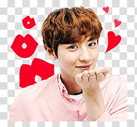 EXO LINE STICKERS, man with left hand near his mouth transparent background PNG clipart