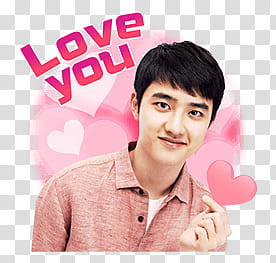 EXO LINE STICKERS, men in pink top transparent background PNG clipart