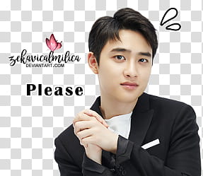 EXO LINE Stickers, smiling man in black blazer transparent background PNG clipart