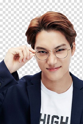 EXO S, man holding black framed eyeglasses transparent background PNG clipart