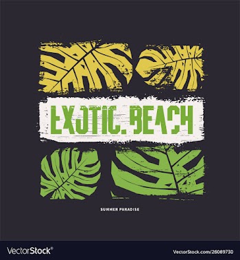 Exotic beach graphic t-shirt design vector image