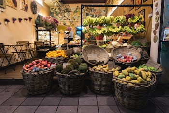 Exotic fruit store at night 