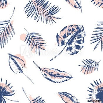 Exotic seamless pattern with tropical foliage