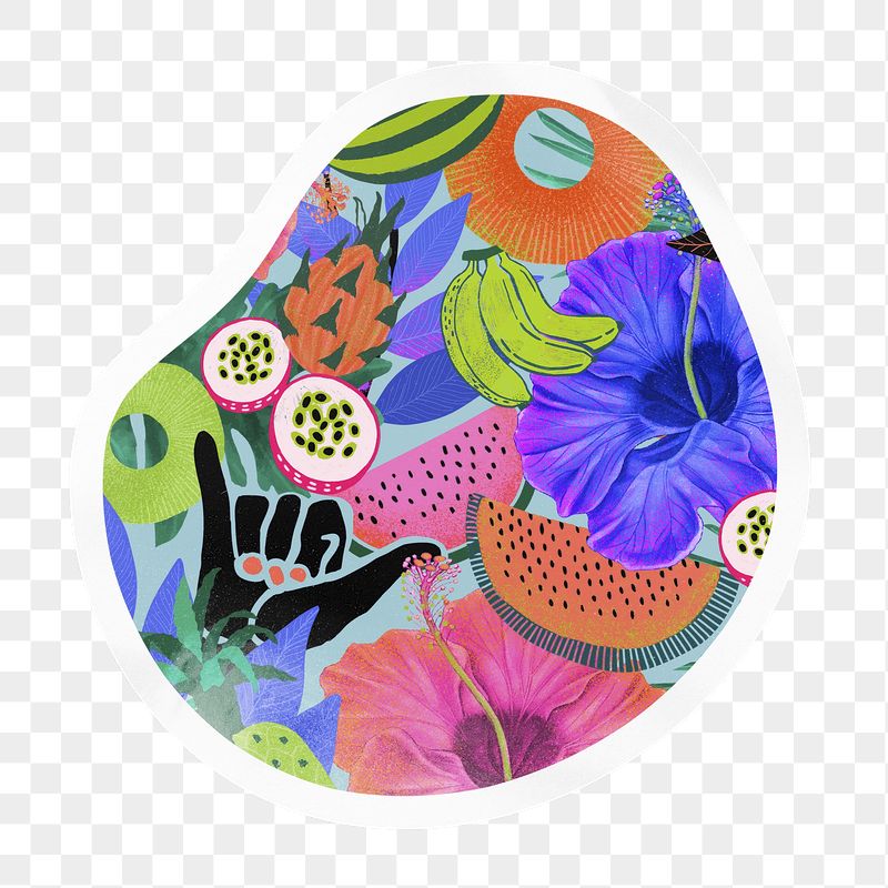 Exotic tropical png pattern badge | Free PNG - rawpixel