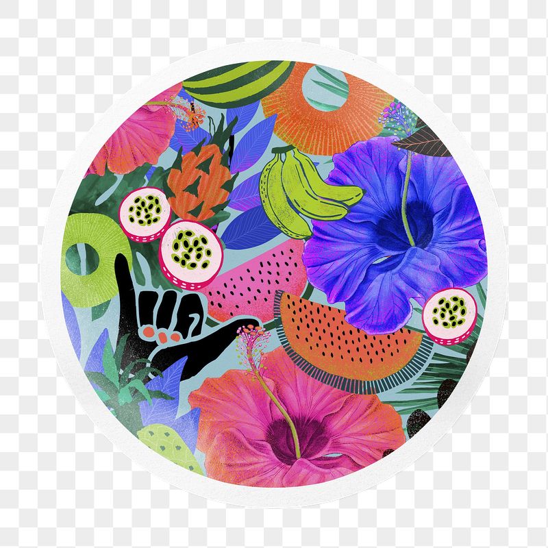 Exotic tropical png pattern badge | Free PNG - rawpixel