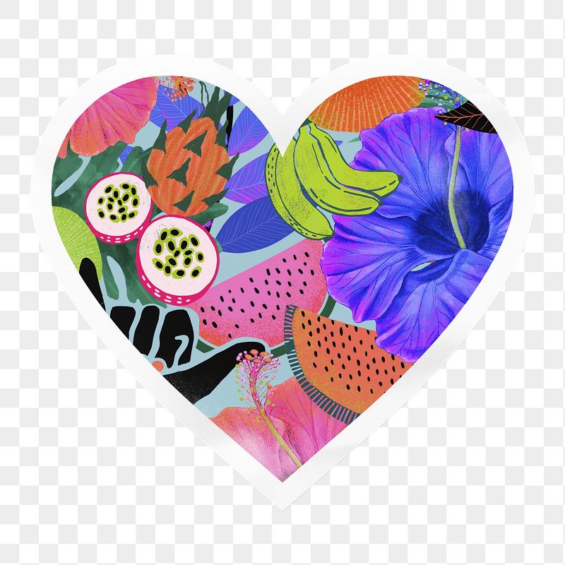 Exotic tropical png pattern heart | Free PNG - rawpixel