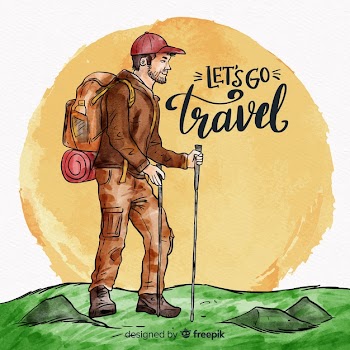 Explorer with backpack background Free Vector