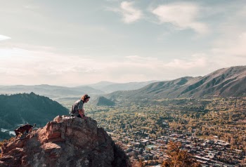 Exploring the local trails in my hometown in Colorado. Came across this hiker and his awesome dog and had to snap a photo! 