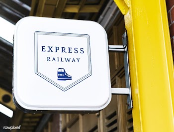 Express railway station signage mockup | Free stock psd mockup - 534806