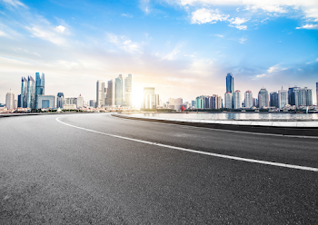 Express way city skyline