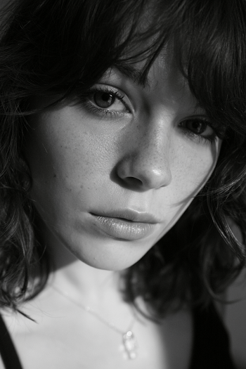 Expressive Black and White Portrait of a Young Woman