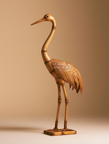Exquisite Bamboo Crane Sculpture